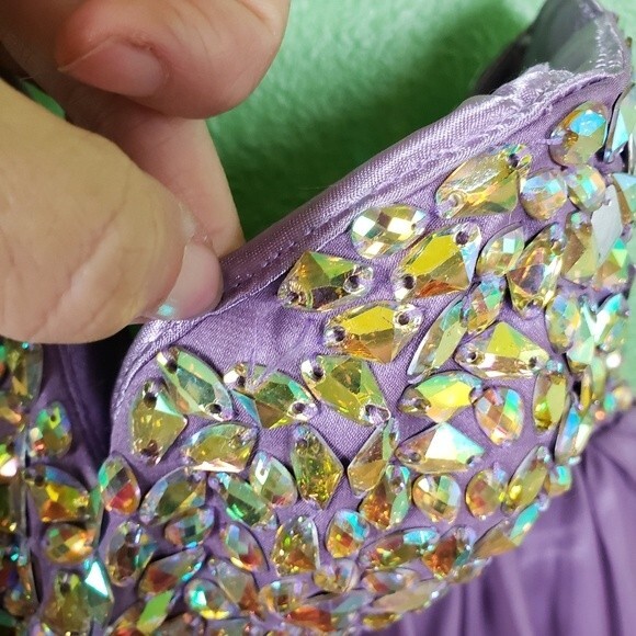 Eureka Women's Beaded Chiffon Mini Strapless Mini Evening Dress Size XS - Picture 10 of 11